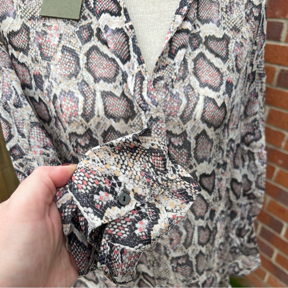 AllSaints Andia Misra UK S Small 8 Snake Animal Print Shirt Blouse Classy - Picture 6 of 8